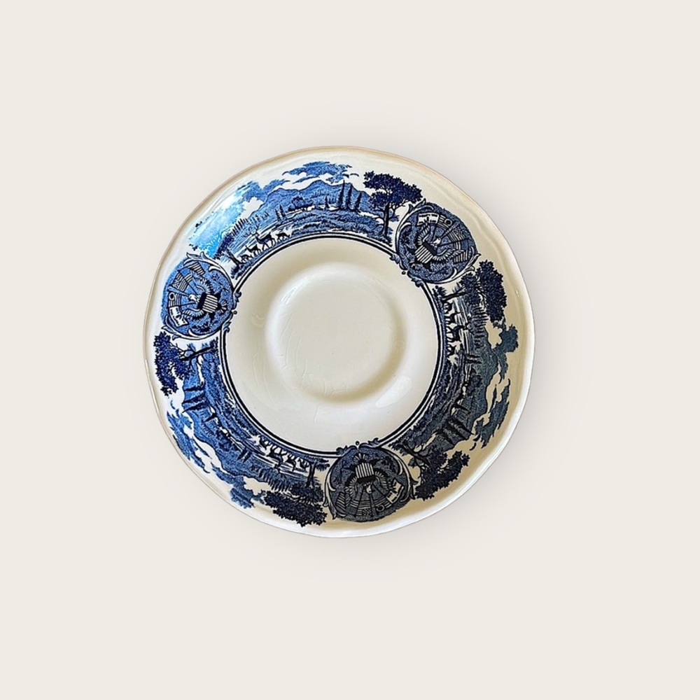 J&G MEAKIN | Vtg “America Hurrah” English Ironstone Hand Engraved Saucer Plate